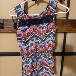 Colorful Sleeveless Chevron Dress